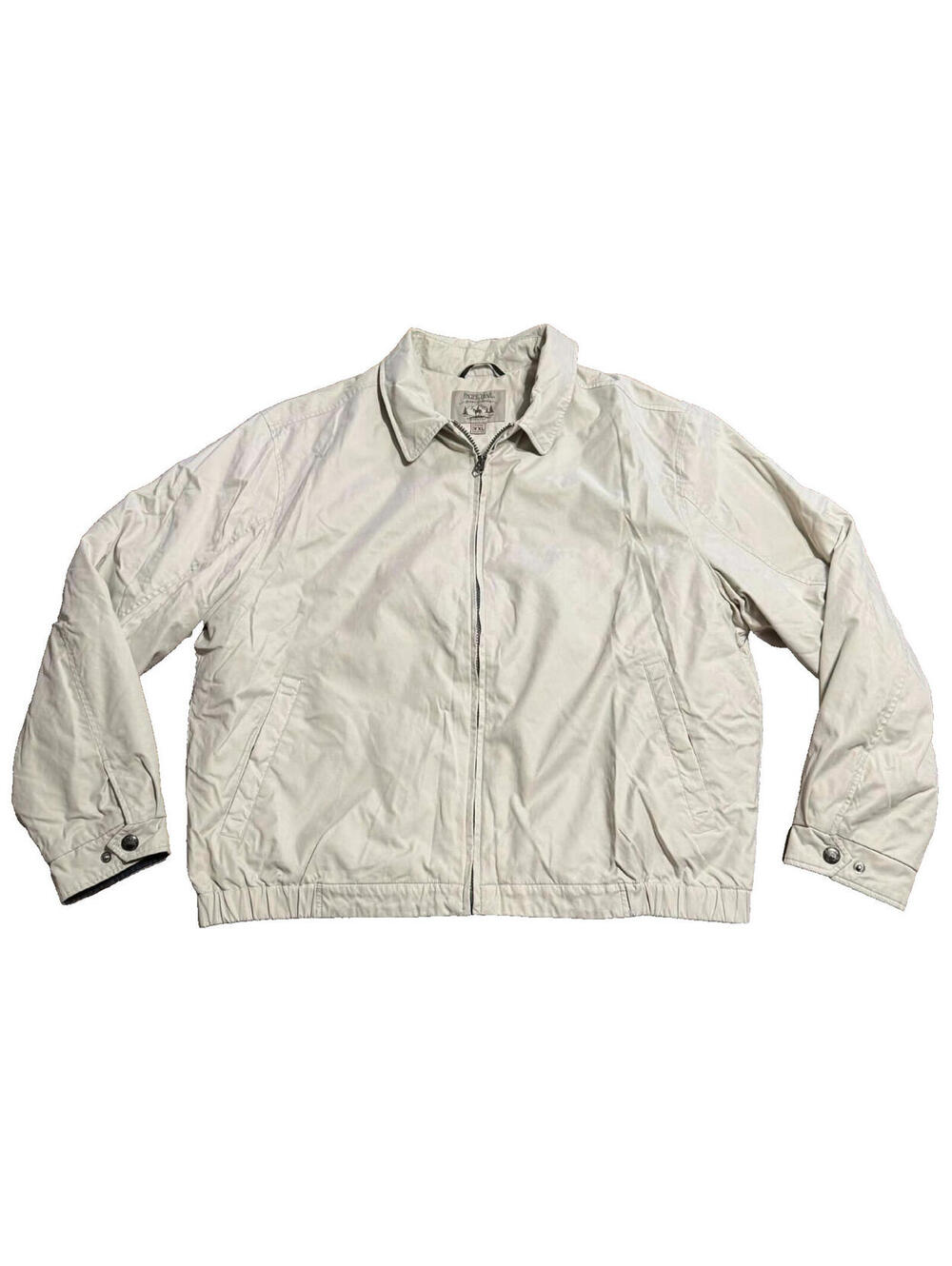 VTG Pacific Trail Mens Harrington Jacket Beige Khaki Full Zip Windbreaker XL